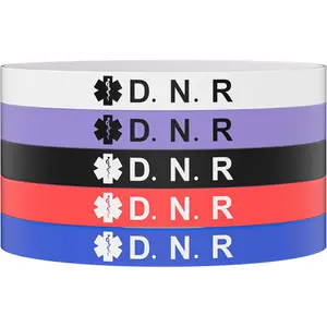 5PCS Medical Alert Bracelet for Men Women, Medical Alert ID Silicone Wristband for Diabetic D.N.R Pacemaker Epilepsy