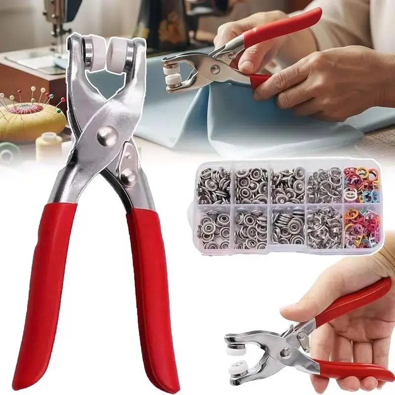 100Pcs Colorful Metal Snap Buttons Kit, 5-Prong Snap Fasteners with Hand Press Tool, Portable Sewing Snap Button Set for DIY Clothing Repair, Garment Craft Projects
