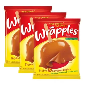 Concord Caramel Apple Wraps - 6.05 Oz Pack of Wrapples (3 Packs, Makes 15 Fresh Homemade Caramel Apples) Perfect for the Holidays, Parties & Gifts Festive Christmas