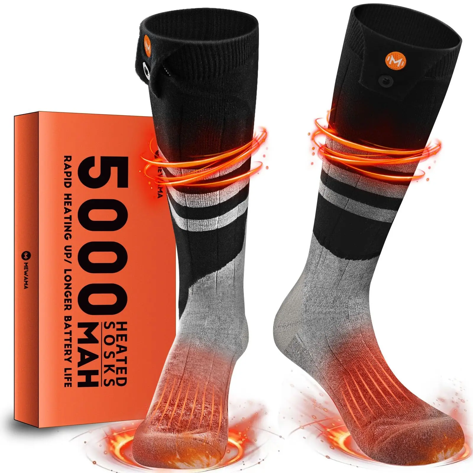 Heated Socks，Heated Socks for Men Women5000mAh Rechargeable Electric Heated Socks，Washable Electric Socks，Winter Warm SocksWarmer for Hiking Biking Camping Skiing Hunting Outdoor Work Fishing