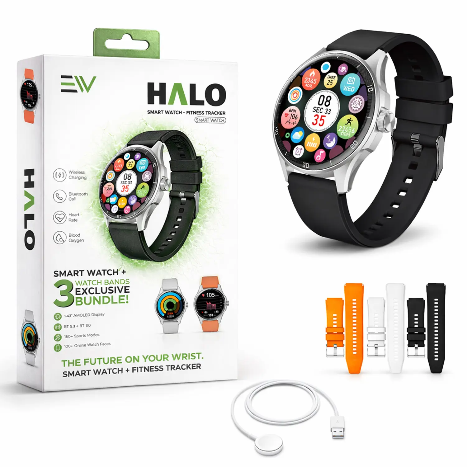 Electronic World Sensor Smart Watch - Magnetic Wearable Wristwatch with Touchscreen, Bluetooth Calling, Charging, Multi-Sports 100+ Modes, Heart Rate/Blood Oxygen/Sleep Tracking, IP68 Water-Resistant All-in-1 Health Companion for Android & iOS, 7 Days Typ