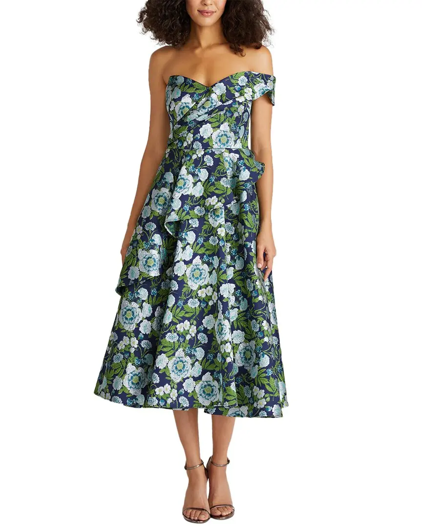 Theia Tatum Peplum A-Line Midi Dress