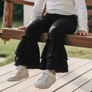 Girls Fall Flared Pants, Solid Color Middle-Waist Bell-Bottomed Pants for Kids, Toddlers, 6 Months to 6 Years, 4 Colors