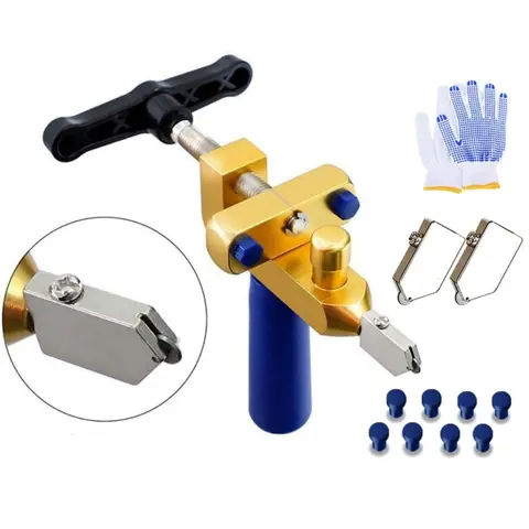 Glass Cutter Hand Tools, Manual Tile Cutter, 2-in-1 Glass Cutting Tool with Glass Breaking Pliers, DIY Tool Kit