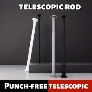 No-Drill Multi-Function Telescopic Rod 50-80cm Heavy-Duty Bathroom Shower Curtain Drying Door Wardrobe Cabinet Towel Rack Essential Household Item Dryer Pole
