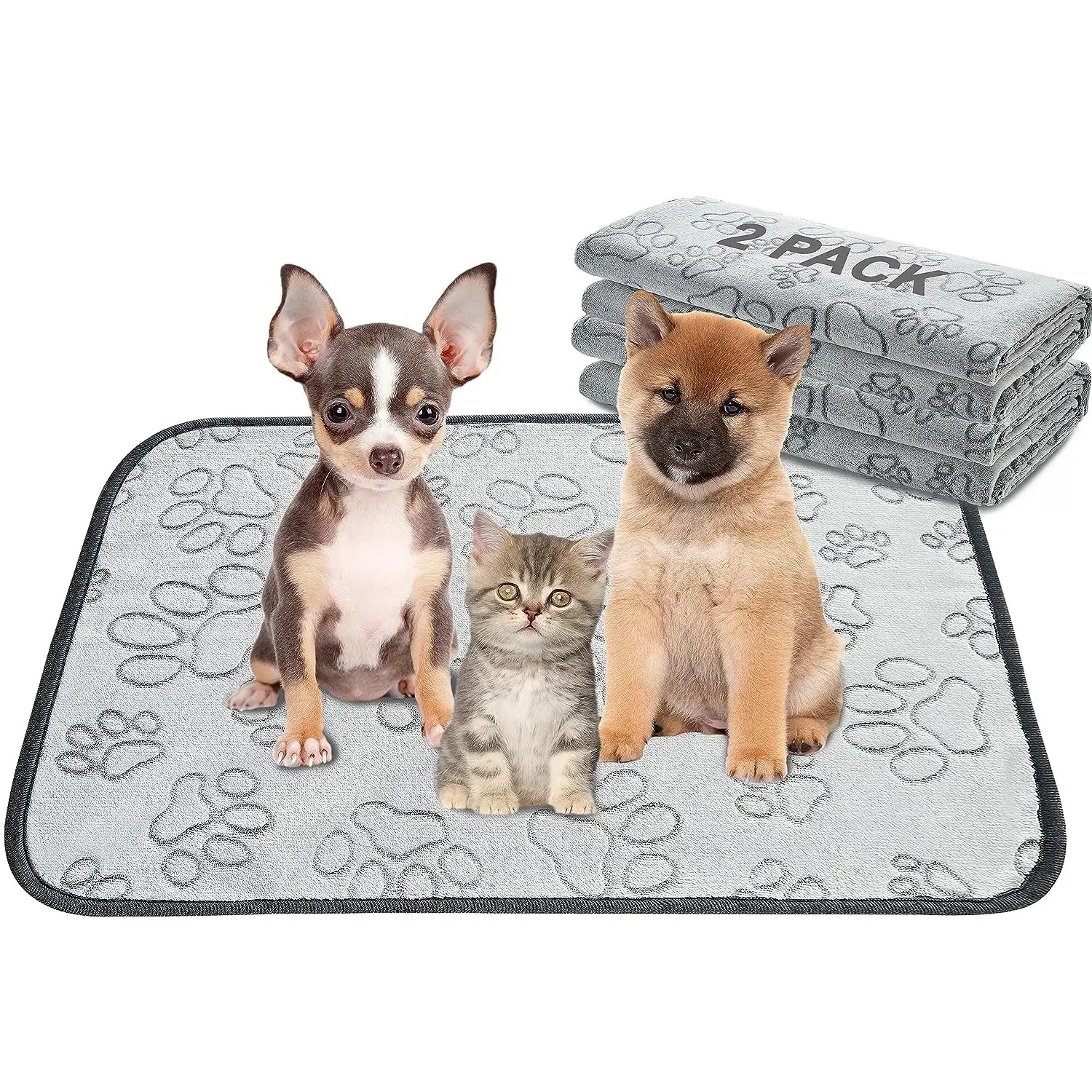Reusable Puppy Pads - 2 Pack Washable, Waterproof, Non-Slip, Leakproof Training Mats (18"x 24") Dogs Pet Supplies