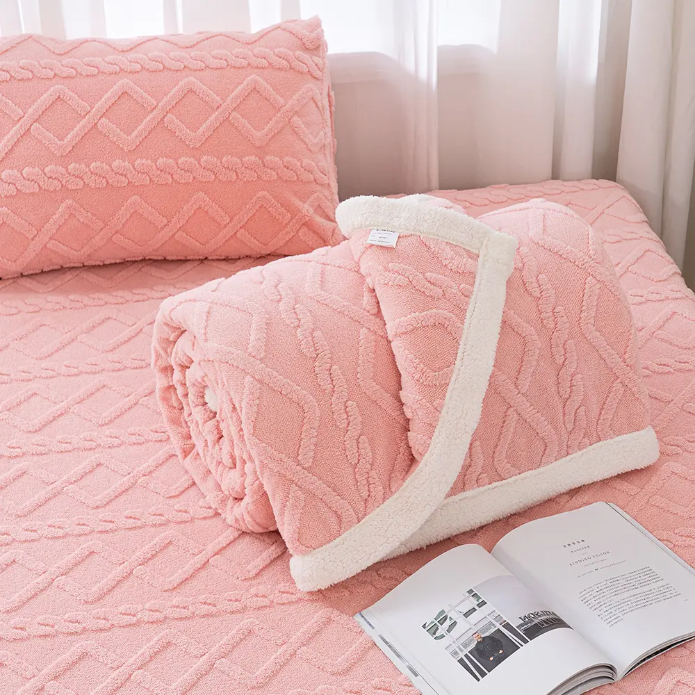 Premium Taffeta Velvet 3PC Fitted Sheet & Pillowcase Set - Deep Pocket Sheets, Cloud-Like Soft Fluffy Bedding, Non-Slip Full Elastic Design, Shrink-Fade Resistant, Durable, Gentle, Cozy, Machine Washable, Blush Pink Luxury Home Hotel Gift for Women