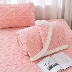 Premium Taffeta Velvet Fitted Sheet & Pillowcase 3PC Set, Cloud-Like Soft Fluffy Deep Pocket Bed Sheet, Non-Slip Full Elastic Design, Shrink Fade Resistant Luxury Home Hotel Dorm Bedding spring pink blanket gift woman girl boy unique sure gentle cozy duck