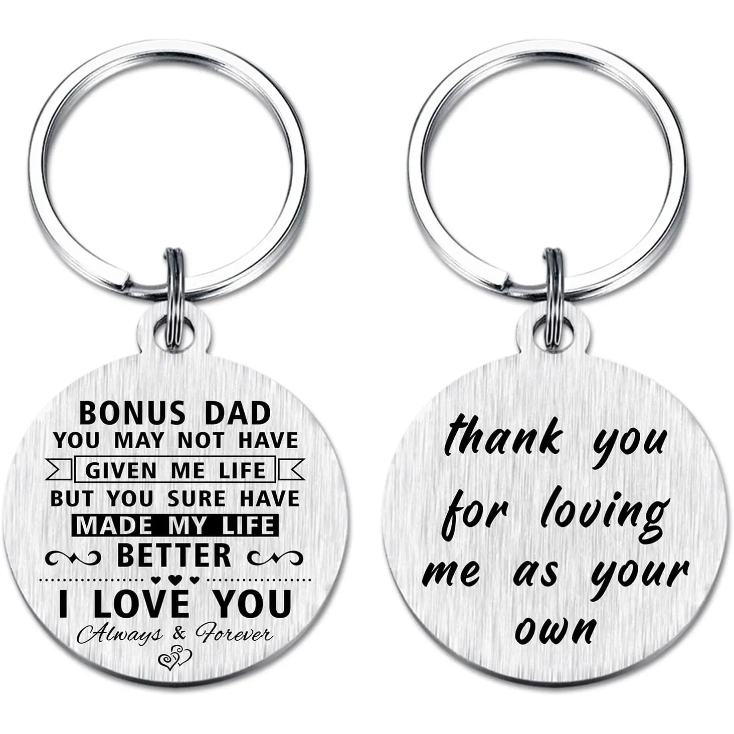 Stepdad Valentines Gifts - Thank You for Loving Me As Your Own - Stepdad Keychain, Christmas, Birthday Gifts for Step Dad