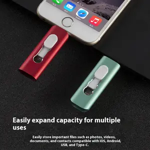 Photo Stick for iPhone,Thumb Drive High Speed USB 3.0 Memory Stick, OTG 3-IN-1 Flash Pen Drive with Free Type-C Adapter for Android Phones/PC and More Devices