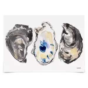 Americanflat Coastal 11x14 Poster - Oysters No 8 Watercolor Wall Art Room Decor by Michelle Mospens