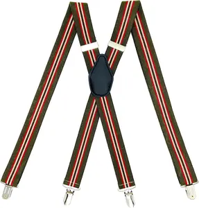 X Suspenders Men's 1 " Wide Classic X- Suspenders - Adjustable Length to Fit , Plain Colors