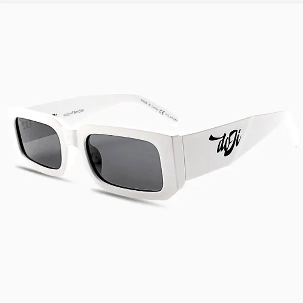 doJi Shades, Nightshow Collection,  Stunna Sunglasses - Polarized, UV400 Protection, Scratch Resistant, Trending Luxury, Retro Square Lens, Designer Frame, White Frame, Black Lens