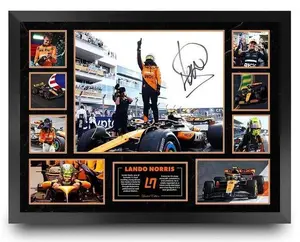 LANDO NORRIS 2024 MCLAREN 3 F1 WINS No No Framed MEMORABILIA