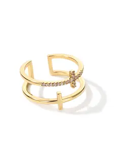 Rhinestone Cross Decorated Cuff Ring, Fashion Jewelry for Party, Daily Clothing Decor, Trendy All-match & Exquisite Jewelry for Birthday Gift, Elegant Glittering Ring, Elegant Fashion Rings