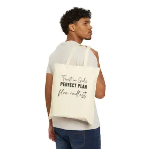 Faithful Cotton Canvas Tote Bag, Religious Trust in God's Plan, Christian Shopping Bag, Inspirational Carryall, Spiritual Reusable Tote,