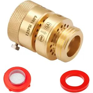 Lead-Free Self-Draining Vacuum Breaker for Garden & Indoor Spigot, 1-1/16" Fine Thread Female Replacement, Backflow Preventer with Washers and Sealing Tape, Durable Brass Construction, Easy Installation for Hose Bib Protection