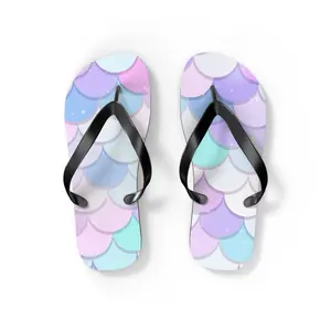 Beach-Inspired Flip Flops, Summer Sandals, Vacation Footwear, Casual Slippers, Shell Print, Colorful Style