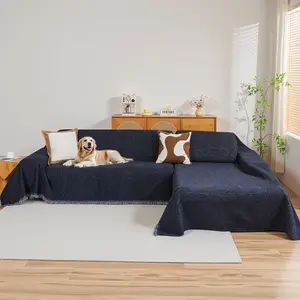 Couch Cover for Sectional Sofa, 2 Pieces Couch Covers for L Shape Sofa Cover, Furniture Protector for Pets, Kids, Sofa Slipcover for 2-3 Cushion Couch (71"x118"+71"x118", Navy Blue)