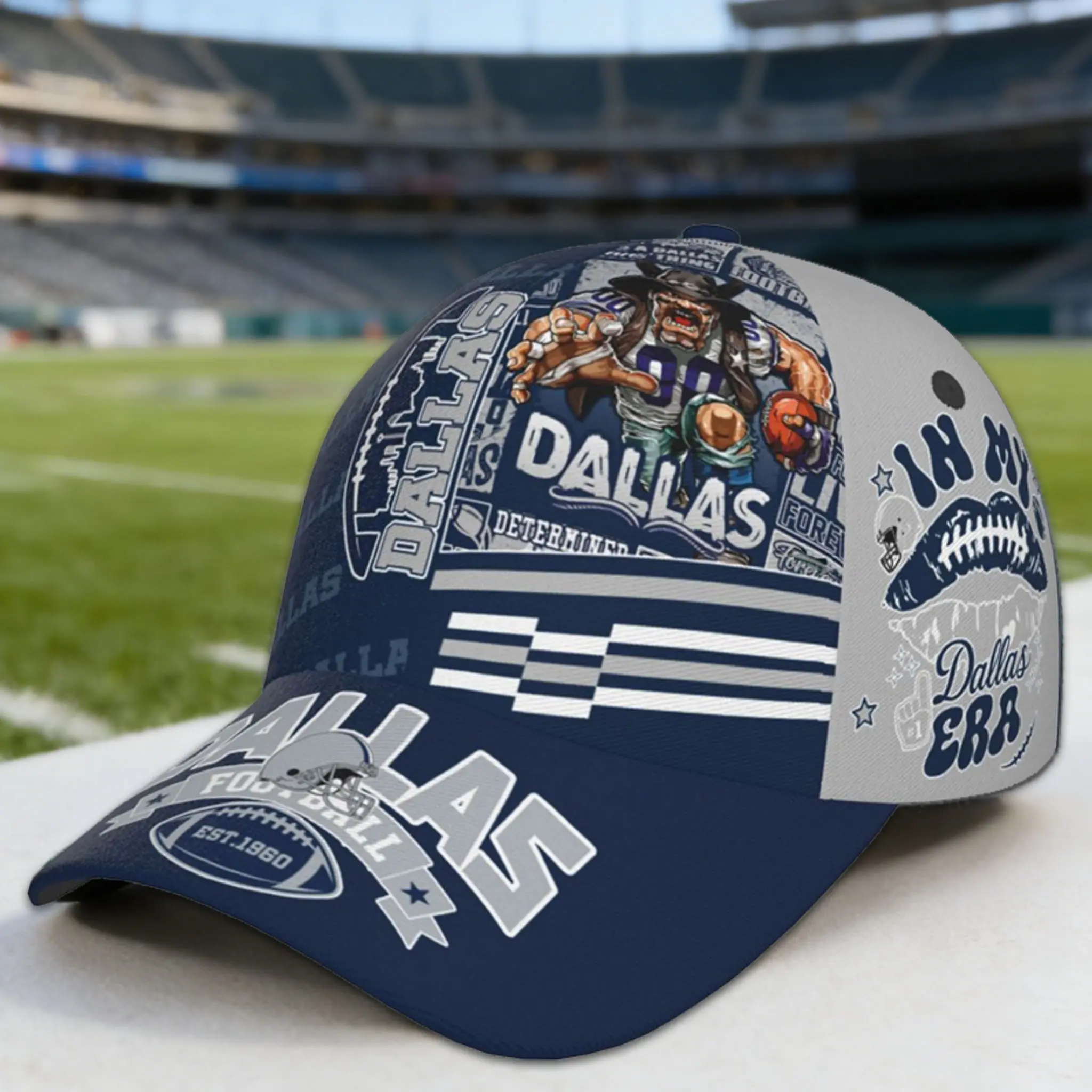 Unisex Dallas Game Day Hat for Men & Women Fans, Vintage Print Casual Polyester Baseball Cap with an Adjustable Fit, All Seasons, Daily, Everyday