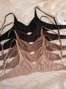 Women's Solid Color Underwire Bra, Comfortable Breathable Adjustable Strap Bra, Lingerie for All Seasons