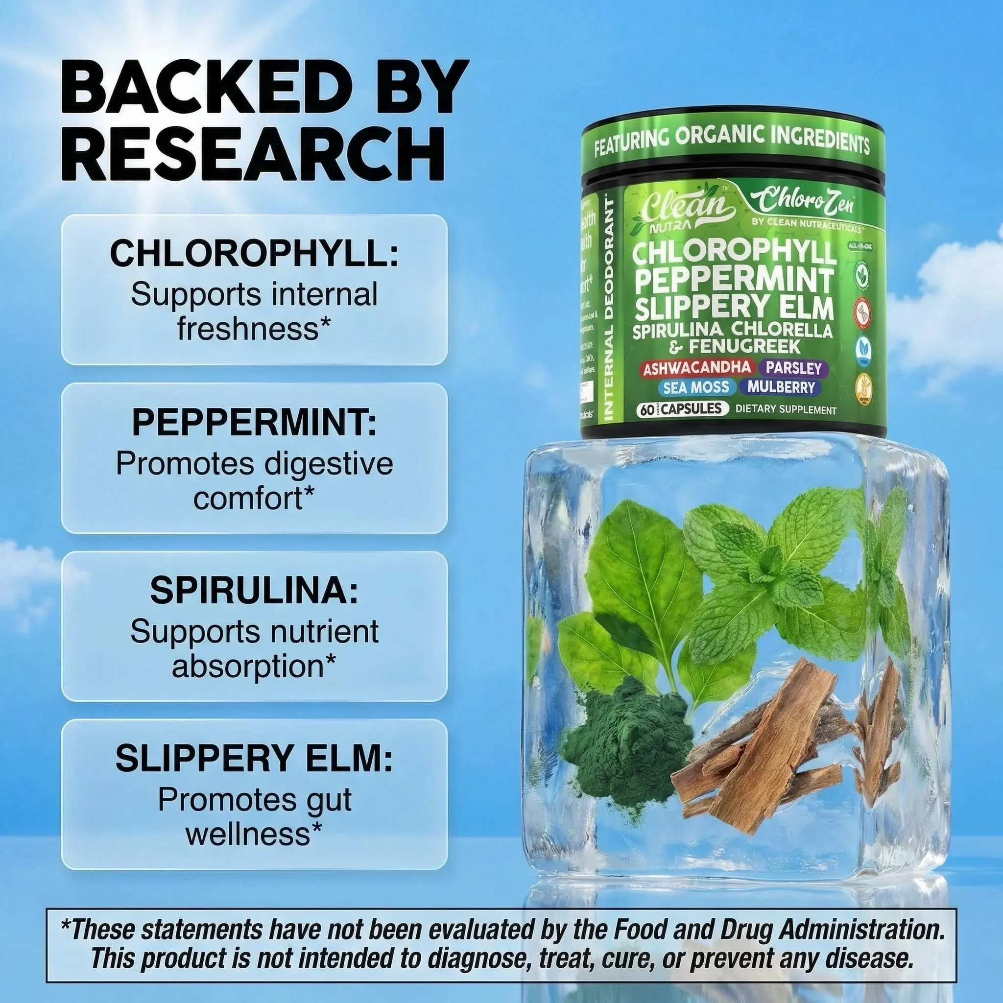 Clean Nutra BOGO | Chlorophyll, Peppermint, Slippery Elm