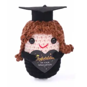 Positive Crochet Graduation gift - Cute Knitted Plush Decor for Men and Women, Ideal Graduation Gift for Daughter/Son, Best Friends, Girlfriend, and Couples - Inspirational Desk Accessory for Exam Season and Grad Party Souvenir