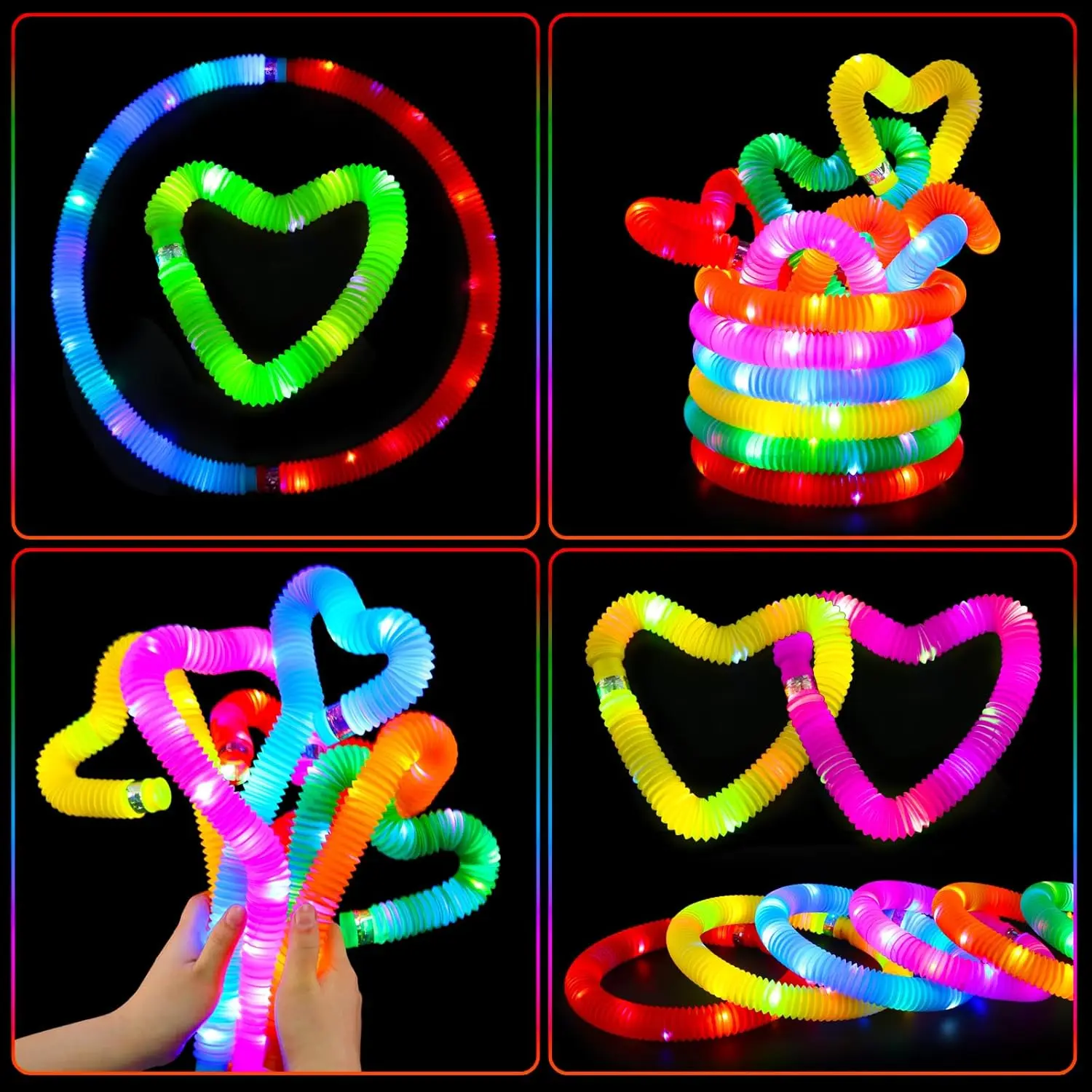 Mantyplay 24 Pcs Light Up Glow Sticks LED Pop Tubes for Kids 4-8 Glow in The Dark Party Favors Bridesmaids&Wedding Decor Halloween Wedding Birthday Goodie Bag Filler Stuffers Colorful Plastic Eye Modes Adjustable Stable Fast Slow Flashing prank store