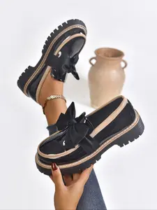 Women's Leather Butterfly Round Toe Loafers, Fashion Casual Shoes for Daily Wear & Office Use, Durable Design for Comfortable Walking