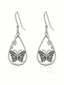 Elegant Silver Butterfly Earrings - Lightweight Hollow Design Drop Earrings for Women, Fashion Jewelry Accessories for Party, Wedding, Daily Wear, Meaningful Gift for Loved Ones