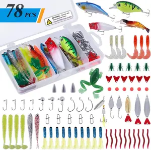 PLUSINNO Fishing Lures, 292/210Pcs Tackle Box with Tackle Included, Crankbaits, Hooks, Weights, Fishing Accessories kit, Fishing Bait Lure Gear Kit Gift for Men Bass,Trout