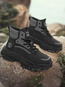 Men's All-Weather Work Boots | Height Increase Design | Durable Casual Shoes Rubber Work Ankle Boots