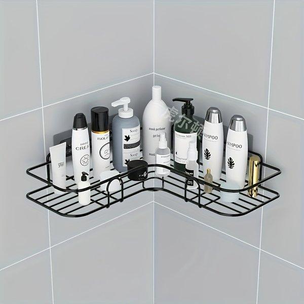 Large Wall Mounted Bathroom Storage Rack No Drilling Metal Wire Mesh Organizer for Shampoo Conditioner Space Saving Durable Design
