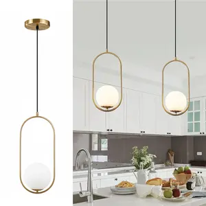 Modern Nordic Style Metal Ball Pendant Light, Minimalist Design, Single Head Creative Plastic Shade, Bedroom Decoration, Home Decoration Lamp