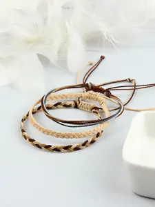 Handmade Wax Thread Bracelet Set, Bohemian Style Blue Knots, Adjustable Size Unisex Stackable Wristbands