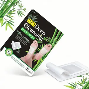 Deep cleaning foot patch, 12 Pcs Natural Bamboo Vinegar Ginger Powder Foot Pad for Foot Care, Deep Cleansing Foot Pads