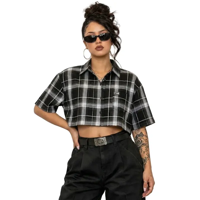 cropped checkered shirt - TikTok Shop