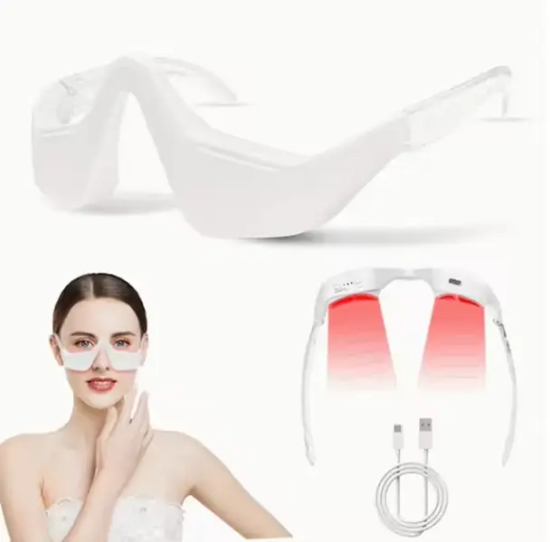 Red Light Therapy Eye Massager with EMS, 630nm & 850nm Dual Wavelength LEDs, Gentle Heat & Vibration - Under-Eye Care Device for Dark Circles, Puffiness & Anti-Aging, Lightweight Skin-Safe Material