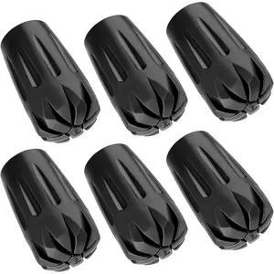 Durable Replacement Rubber Tips for Trekking Poles - Universal Anti-Slip Hiking Stick Caps - Shock Absorbing Pole Accessories - Fits 11mm Standard Poles - Set of 6