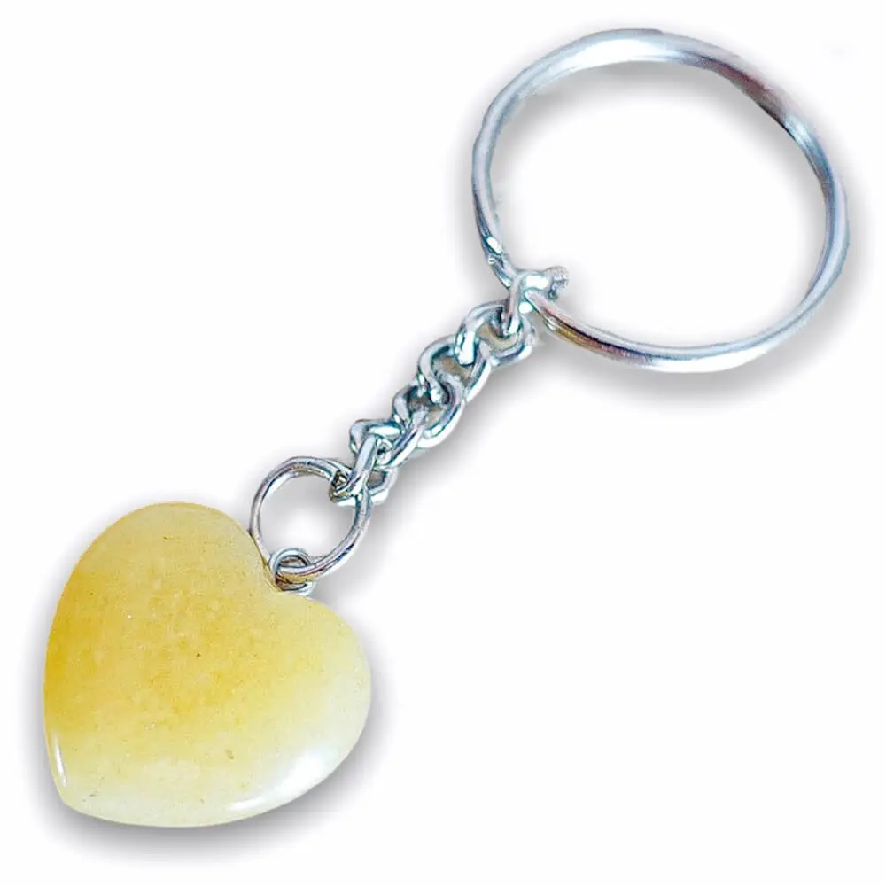 Golden Healer Quartz Stone Handmade Heart Keychain