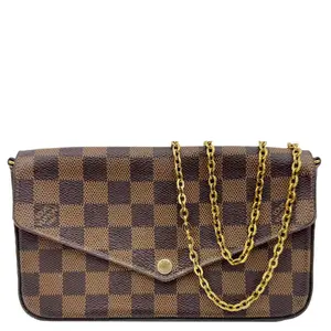 Pre-owned Damier Ebene Crossbody Bags Louis Vuitton Felicie Pochette Crossbody Bag Brown