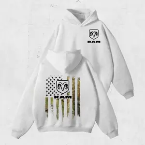 RAM Truck American Flag Hoodie for Men – Patriotic Camo Graphic Pullover, Outdoor Pickup Lover Streetwear