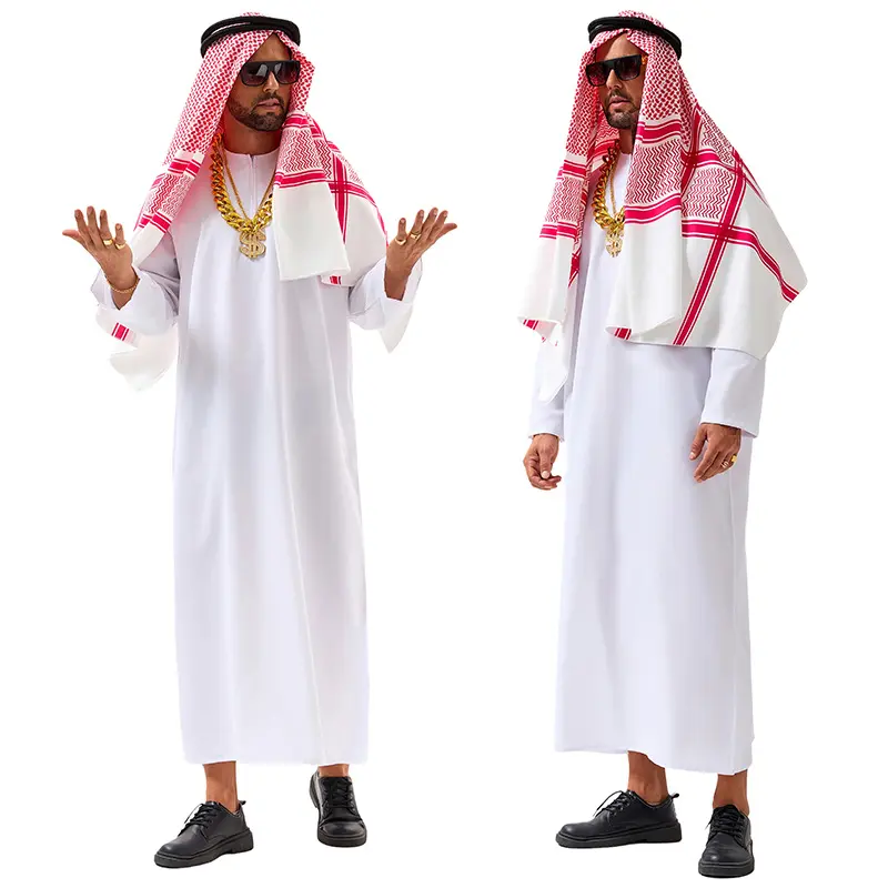 Men's 2-Piece Arab-Style Elegant Cultural Costume Set - Menswear, Cosplay Gear, Long Hemmed Robe, Matching Undershirt, Premium Breathable Fabric, Dubai UAE Outdoor Outfit