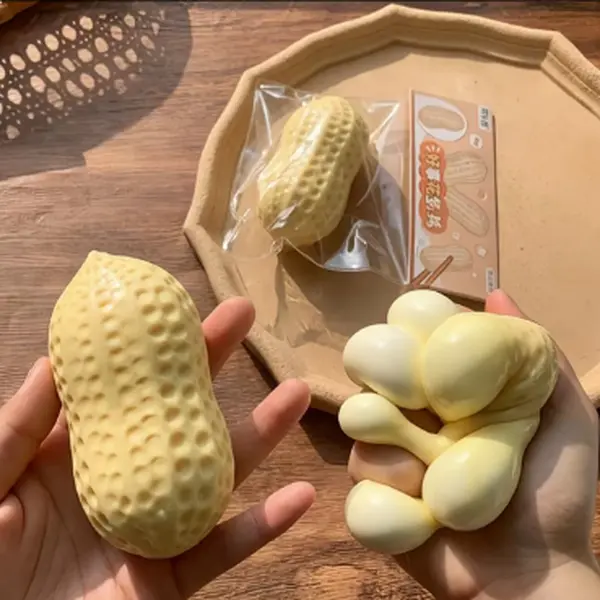 Realistic Peanut Squishies - Decompression Squeeze Toy with Slow-Flow Buttery Texture, Desktop Stress Reliever, Unisex Sensory Squeeze Ball, Novelty Prank Desk Decor Gift