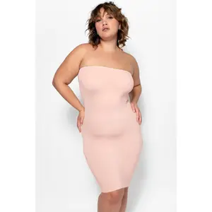 Women's Strapless Slip Dress - Blush Pink, Loungewear Casual Cover-Up