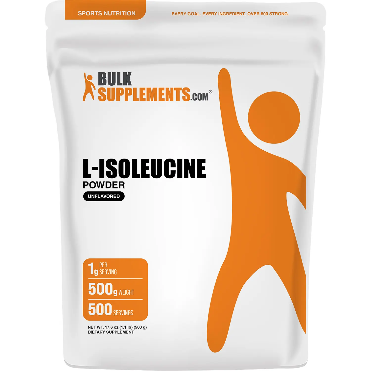 BulkSupplements L-Isoleucine Powder - Natural Edible Dietary Amino Acid - Fitness Muscle Support - 500g Container, 1g per Serving