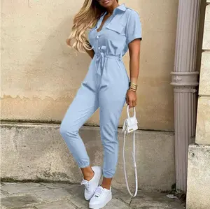2024 Spring/Summer Women'S Fashion, Elegant and Elegant Commuter Casual Lapel, Printed Belt, Work Dress Jumpsuit
