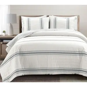 Lush Decor Farmhouse Stripe Rev Quilt Set - King