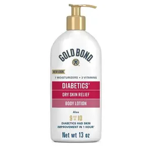 Gold Bond Diabetics' Dry Skin Relief Body Lotion, 13 oz., With Aloe to Moisturize & Soothe, Unscented Lotion for All Skin Types, Moisturizing Cream