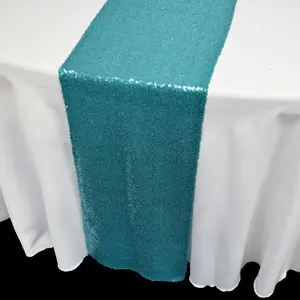 BLOWOUT Turquoise Sequin Table Runner - 12 x 108 Inch